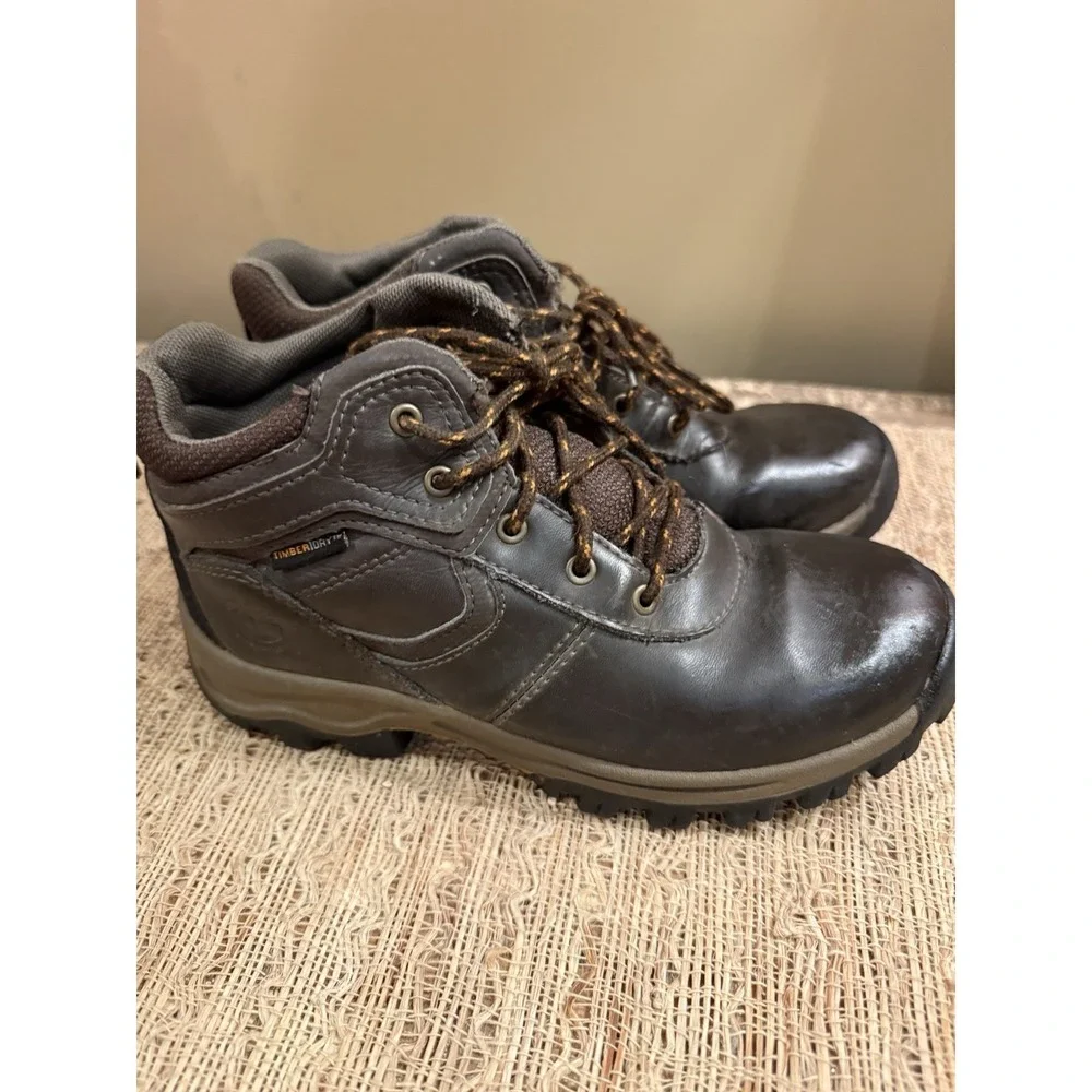 Timberland Boys Brown Mid Waterproof Hiking‎ Boots Shoes Size 12